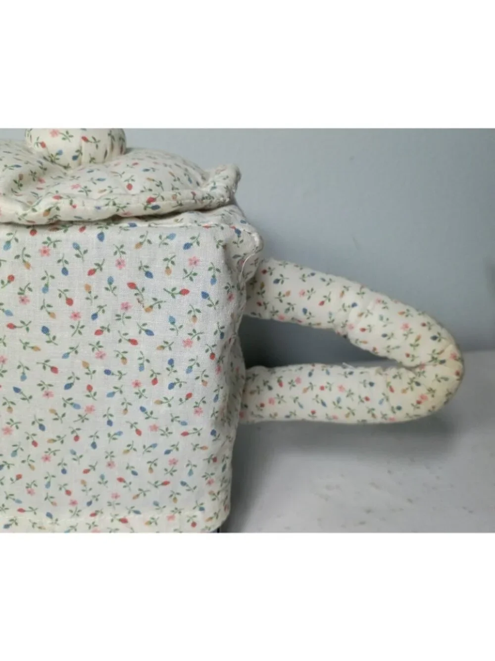 Vintage Handmade Fabric Teapot Tissue Box Cover Cottagecore Granny Floral READ